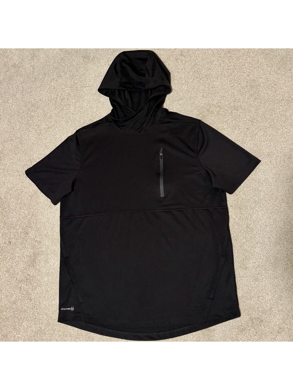 Russell Athletic Mens Training Fit Dri-Power 360 Hooded SS Shirt Black Pockets